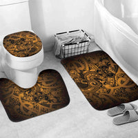 Aotearoa Maori Hei Tiki Bathroom Set Koura Kowhaiwhai Puhoro Motif LT9 Mat Set Only (3 pcs) One Size Gold - Polynesian Pride