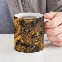 Aotearoa Maori Hei Tiki Ceramic Mug Koura Kowhaiwhai Puhoro Motif