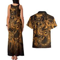 Aotearoa Maori Hei Tiki Couples Matching Tank Maxi Dress and Hawaiian Shirt Koura Kowhaiwhai Puhoro Motif