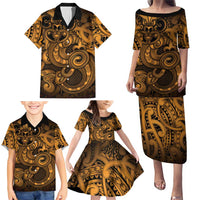 Aotearoa Maori Hei Tiki Family Matching Puletasi and Hawaiian Shirt Koura Kowhaiwhai Puhoro Motif