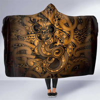 Aotearoa Maori Hei Tiki Hooded Blanket Koura Kowhaiwhai Puhoro Motif LT9 One Size Gold - Polynesian Pride