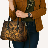 Aotearoa Maori Hei Tiki Leather Bag Koura Kowhaiwhai Puhoro Motif