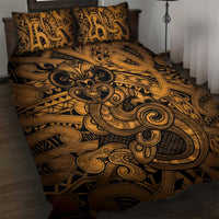 Aotearoa Maori Hei Tiki Quilt Bed Set Koura Kowhaiwhai Puhoro Motif LT9 Gold - Polynesian Pride