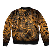 Aotearoa Maori Hei Tiki Sleeve Zip Bomber Jacket Koura Kowhaiwhai Puhoro Motif LT9 - Polynesian Pride