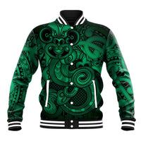 Aotearoa Maori Hei Tiki Baseball Jacket Kakariki Kowhaiwhai Puhoro Motif LT9 Unisex Green - Polynesian Pride