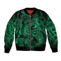 Aotearoa Maori Hei Tiki Bomber Jacket Kakariki Kowhaiwhai Puhoro Motif LT9 Unisex Green - Polynesian Pride