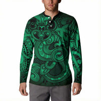 Aotearoa Maori Hei Tiki Button Sweatshirt Kakariki Kowhaiwhai Puhoro Motif LT9 - Polynesian Pride