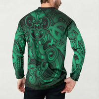 Aotearoa Maori Hei Tiki Button Sweatshirt Kakariki Kowhaiwhai Puhoro Motif LT9 - Polynesian Pride