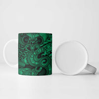 Aotearoa Maori Hei Tiki Ceramic Mug Kakariki Kowhaiwhai Puhoro Motif LT9 - Polynesian Pride