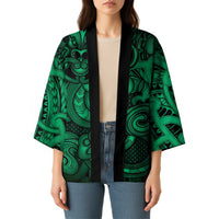 Aotearoa Maori Hei Tiki Kimono Kakariki Kowhaiwhai Puhoro Motif LT9 - Polynesian Pride