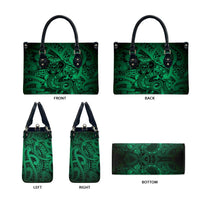 Aotearoa Maori Hei Tiki Leather Bag Kakariki Kowhaiwhai Puhoro Motif LT9 - Polynesian Pride