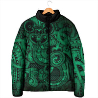Aotearoa Maori Hei Tiki Padded Jacket Kakariki Kowhaiwhai Puhoro Motif LT9 - Polynesian Pride