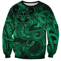Aotearoa Maori Hei Tiki Sweatshirt Kakariki Kowhaiwhai Puhoro Motif LT9 Unisex Green - Polynesian Pride