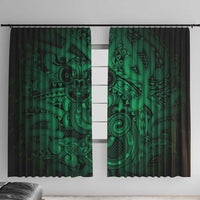 Aotearoa Maori Hei Tiki Window Curtain Kakariki Kowhaiwhai Puhoro Motif LT9 With Hooks Green - Polynesian Pride