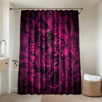 Aotearoa Maori Hei Tiki Bathroom Set Mawhero Kowhaiwhai Puhoro Motif LT9 Shower Curtain Only Pink - Polynesian Pride