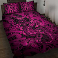 Aotearoa Maori Hei Tiki Quilt Bed Set Mawhero Kowhaiwhai Puhoro Motif LT9 Pink - Polynesian Pride