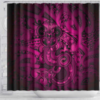 Aotearoa Maori Hei Tiki Shower Curtain Mawhero Kowhaiwhai Puhoro Motif