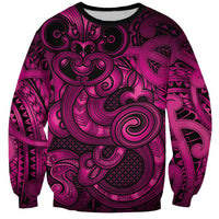Aotearoa Maori Hei Tiki Sweatshirt Mawhero Kowhaiwhai Puhoro Motif LT9 Unisex Pink - Polynesian Pride