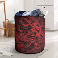 Aotearoa Maori Hei Tiki Laundry Basket Whero Kowhaiwhai Puhoro Motif LT9 Red - Polynesian Pride