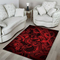 Aotearoa Maori Hei Tiki Area Rug Whero Kowhaiwhai Puhoro Motif LT9 - Polynesian Pride