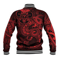 Aotearoa Maori Hei Tiki Baseball Jacket Whero Kowhaiwhai Puhoro Motif LT9 - Polynesian Pride