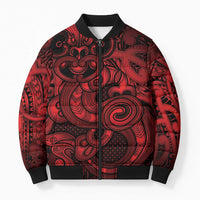 Aotearoa Maori Hei Tiki Bomber Puffer Jacket Whero Kowhaiwhai Puhoro Motif LT9 Unisex Red - Polynesian Pride