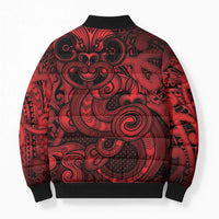 Aotearoa Maori Hei Tiki Bomber Puffer Jacket Whero Kowhaiwhai Puhoro Motif LT9 - Polynesian Pride