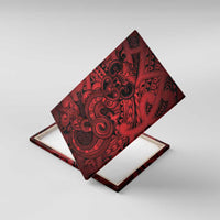Aotearoa Maori Hei Tiki Canvas Wall Art Whero Kowhaiwhai Puhoro Motif LT9 With Frame Red - Polynesian Pride