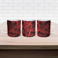 Aotearoa Maori Hei Tiki Ceramic Mug Whero Kowhaiwhai Puhoro Motif LT9 - Polynesian Pride