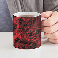 Aotearoa Maori Hei Tiki Ceramic Mug Whero Kowhaiwhai Puhoro Motif LT9 - Polynesian Pride