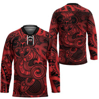 Aotearoa Maori Hei Tiki Hockey Jersey Whero Kowhaiwhai Puhoro Motif