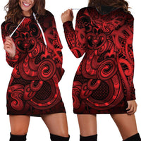 Aotearoa Maori Hei Tiki Hoodie Dress Whero Kowhaiwhai Puhoro Motif