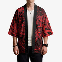 Aotearoa Maori Hei Tiki Kimono Whero Kowhaiwhai Puhoro Motif LT9 - Polynesian Pride