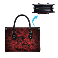 Aotearoa Maori Hei Tiki Leather Bag Whero Kowhaiwhai Puhoro Motif LT9 - Polynesian Pride