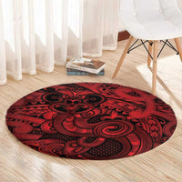 Aotearoa Maori Hei Tiki Round Carpet Whero Kowhaiwhai Puhoro Motif