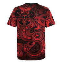 Aotearoa Maori Hei Tiki Rugby Jersey Whero Kowhaiwhai Puhoro Motif