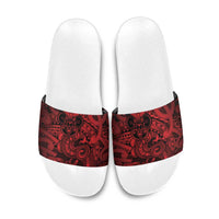 Aotearoa Maori Hei Tiki Slide Sandals Whero Kowhaiwhai Puhoro Motif LT9 Red - Polynesian Pride