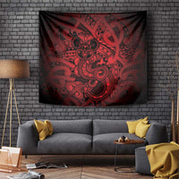 Aotearoa Maori Hei Tiki Tapestry Whero Kowhaiwhai Puhoro Motif LT9 Red - Polynesian Pride