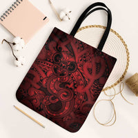 Aotearoa Maori Hei Tiki Tote Bag Whero Kowhaiwhai Puhoro Motif LT9 Black Strap One Size Red - Polynesian Pride