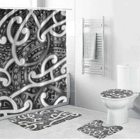 Aotearoa Maori Kowhaiwhai Bathroom Set Kiwikiwi Puhoro and Patiki LT9 Bathroom Set (4 pcs) Grey - Polynesian Pride