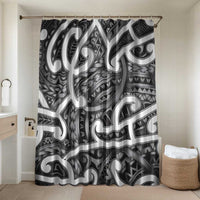 Aotearoa Maori Kowhaiwhai Bathroom Set Kiwikiwi Puhoro and Patiki LT9 Shower Curtain Only Grey - Polynesian Pride