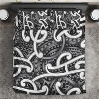 Aotearoa Maori Kowhaiwhai Bedding Set Kiwikiwi Puhoro and Patiki LT9 Grey - Polynesian Pride