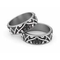 Aotearoa Maori Kowhaiwhai Classic Ring Kiwikiwi Puhoro and Patiki LT9 Sliver Grey - Polynesian Pride