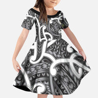 Aotearoa Maori Kowhaiwhai Family Matching Summer Maxi Dress and Hawaiian Shirt Kiwikiwi Puhoro and Patiki