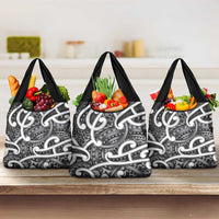 Aotearoa Maori Kowhaiwhai Grocery Bag Kiwikiwi Puhoro and Patiki LT9 3-pack One Size Grey - Polynesian Pride