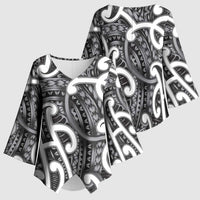 Aotearoa Maori Kowhaiwhai Kimono Sleeve Blouse Kiwikiwi Puhoro and Patiki LT9 - Polynesian Pride