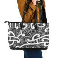 Aotearoa Maori Kowhaiwhai Leather Tote Bag Kiwikiwi Puhoro and Patiki LT9 - Polynesian Pride