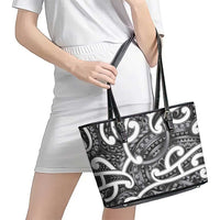 Aotearoa Maori Kowhaiwhai Leather Tote Bag Kiwikiwi Puhoro and Patiki LT9 - Polynesian Pride