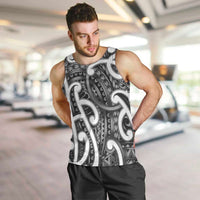 Aotearoa Maori Kowhaiwhai Men Tank Top Kiwikiwi Puhoro and Patiki LT9 Grey - Polynesian Pride