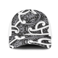 Aotearoa Maori Kowhaiwhai Mesh Trucker Cap Kiwikiwi Puhoro and Patiki LT9 One Size White Grey - Polynesian Pride